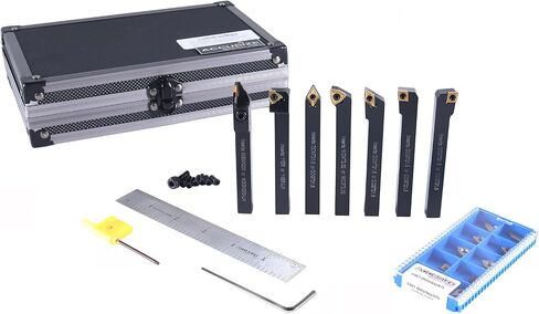 Accusize Industrial Tools 3/8'' Shank 7 Pc Indexable Carbide Turning Tool Set in Fitted Box, 2387-2003 in Kuwait