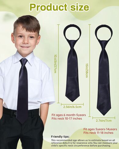 Kajeer Boys Tie Pre-tied,Kids Necktie Tie Adjustable Solid Color Zipper Tie for Formal Wedding School Graduation in Saudi Arabia