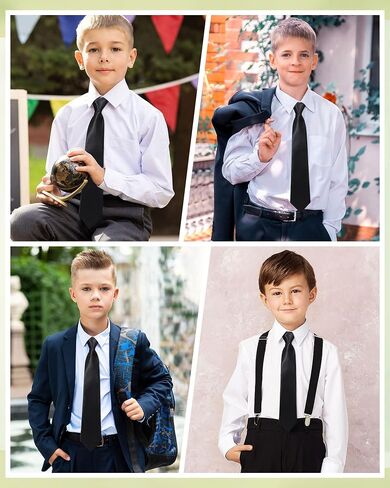 Kajeer Boys Tie Pre-tied,Kids Necktie Tie Adjustable Solid Color Zipper Tie for Formal Wedding School Graduation in Saudi Arabia