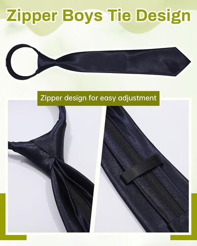 Kajeer Boys Tie Pre-tied,Kids Necktie Tie Adjustable Solid Color Zipper Tie for Formal Wedding School Graduation in Saudi Arabia