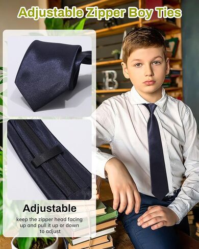 Kajeer Boys Tie Pre-tied,Kids Necktie Tie Adjustable Solid Color Zipper Tie for Formal Wedding School Graduation in Saudi Arabia