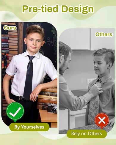 Kajeer Boys Tie Pre-tied,Kids Necktie Tie Adjustable Solid Color Zipper Tie for Formal Wedding School Graduation in Saudi Arabia