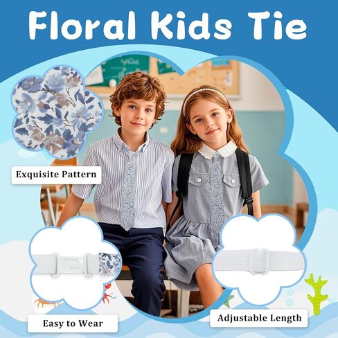 Cotton Boys Tie, Floral Ties for Boy Adjustable Pre-tied Kids Neckties for School Uniforms Wedding Party Graduation in Saudi Arabia