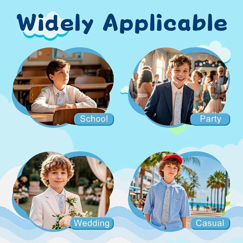 Cotton Boys Tie, Floral Ties for Boy Adjustable Pre-tied Kids Neckties for School Uniforms Wedding Party Graduation in Saudi Arabia