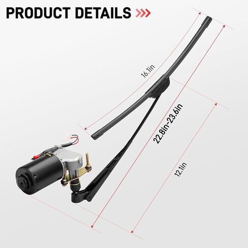 Jerbor UTV Electric Wiper Moto Kit Fit for Hisun Can Am RZR Ranger Defender Pro 12V 30W 16 " in Kuwait