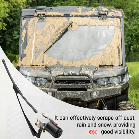 Jerbor UTV Electric Wiper Moto Kit Fit for Hisun Can Am RZR Ranger Defender Pro 12V 30W 16 " in Kuwait