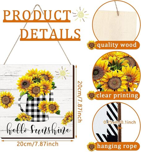 Chunful 4 Pcs Sunflower Wall Decor Black White Buffalo Sunflower Wall Art Christmas Farmhouse Plaques Hello Sunshine Buffalo Truck Prints in Saudi Arabia