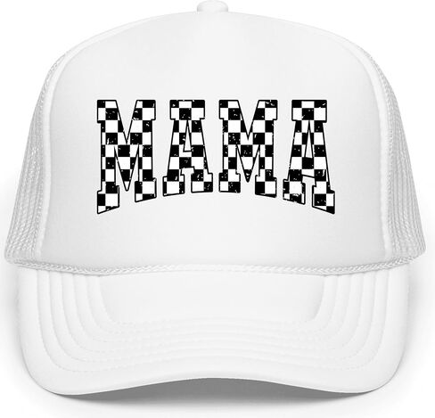 Mama White and Black Checkered Foam Front Classic 5 Panel Mesh Snapback Hat in Kuwait