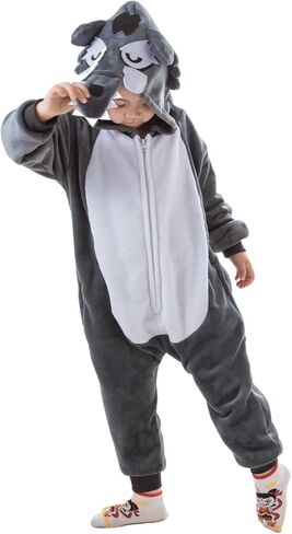 Unisex Kids Animal Onesie Pajamas Children Flannel Halloween Cosplay Costume Homewear Sleepwear for Boys Girls Gift in Kuwait