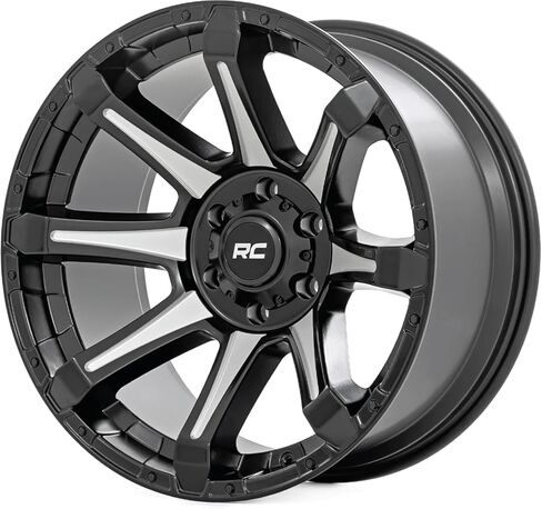 Rough Country 81 Series One Piece 20x9 | 5x150 | +18 ملم إزاحة-81201805M Gloss Black Wheel مع Machined (20 × 9. بوصة /5 × 150 مم ، 18 ملم الإزاحة) in Kuwait