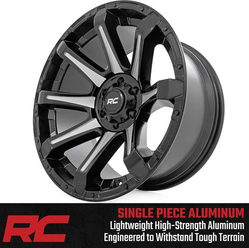 Rough Country 81 Series One Piece 20x9 | 5x150 | +18 ملم إزاحة-81201805M Gloss Black Wheel مع Machined (20 × 9. بوصة /5 × 150 مم ، 18 ملم الإزاحة) in Kuwait