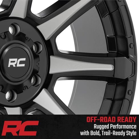 Rough Country 81 Series One Piece 20x9 | 5x150 | +18 ملم إزاحة-81201805M Gloss Black Wheel مع Machined (20 × 9. بوصة /5 × 150 مم ، 18 ملم الإزاحة) in Kuwait