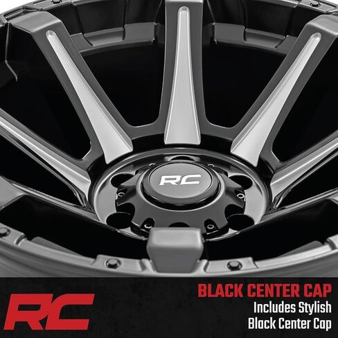 Rough Country 81 Series One Piece 20x9 | 5x150 | +18 ملم إزاحة-81201805M Gloss Black Wheel مع Machined (20 × 9. بوصة /5 × 150 مم ، 18 ملم الإزاحة) in Kuwait