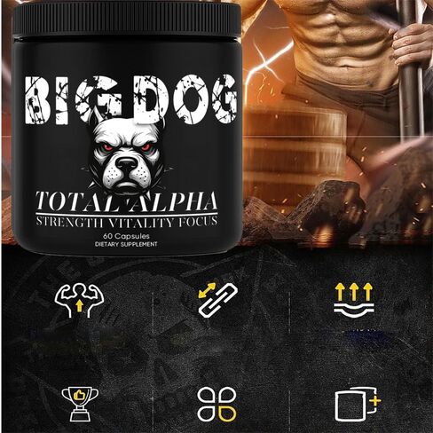 Big Dog 3-in-1 Total Alpha Blend for Men, Non-GMO - Natural Energy & Endurance Support, 60 Count (1) in Saudi Arabia