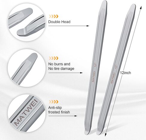Tire Spoons Tire Iron - 2Pcs 12In Industrial-Grade Heavy-Duty Steel Tire Removal & Changing Tool for Motorcycle, Bicycle, Lawn Mower, Scooter, Small Vehicles in Saudi Arabia