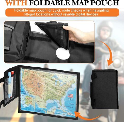 حقيبة سرج ATV مع حقيبة خريطة وبرودة ، حزمة خزان للصيد مقاومة للماء للمركبات التي تتوافق مع جميع المركبات ، متوافقة مع معظم ATVs ، عربات الثلج ، الدراجات النارية والدراجات (أسود) in Kuwait