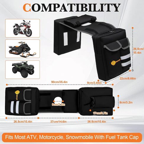 حقيبة سرج ATV مع حقيبة خريطة وبرودة ، حزمة خزان للصيد مقاومة للماء للمركبات التي تتوافق مع جميع المركبات ، متوافقة مع معظم ATVs ، عربات الثلج ، الدراجات النارية والدراجات (أسود) in Kuwait