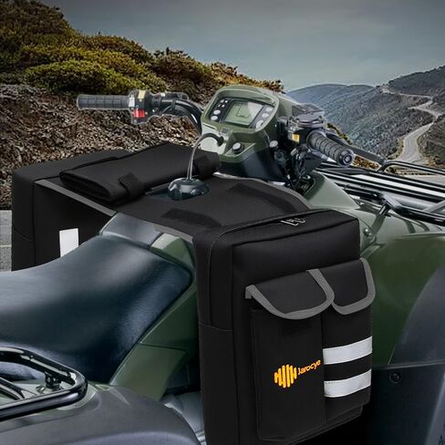 حقيبة سرج ATV مع حقيبة خريطة وبرودة ، حزمة خزان للصيد مقاومة للماء للمركبات التي تتوافق مع جميع المركبات ، متوافقة مع معظم ATVs ، عربات الثلج ، الدراجات النارية والدراجات (أسود) in Kuwait