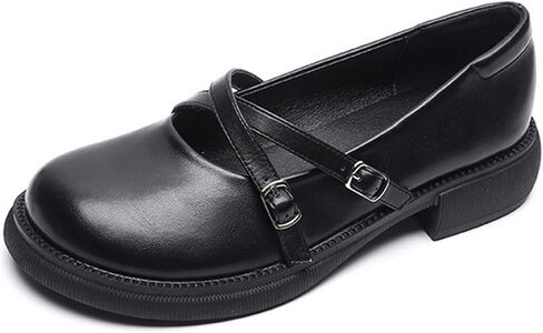 Women's Retro Style Slip On Flats Oxford Shoes Cross Straps Mary Jane Shoes in Saudi Arabia