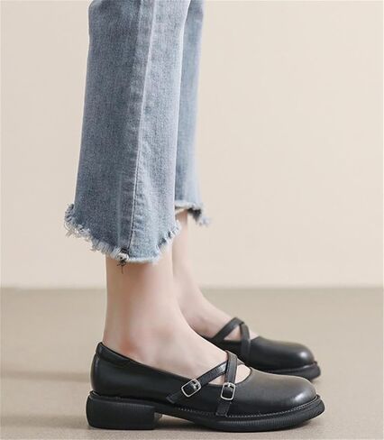 Women's Retro Style Slip On Flats Oxford Shoes Cross Straps Mary Jane Shoes in Saudi Arabia