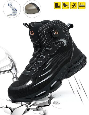 Steel-Toe Work Shoes, Non-Slip Mid-Top Safety Sneakers, Anti-Smashing, Anti-Puncture Protective Footwear, Comfortable Walking Shoes for Men Women in Saudi Arabia