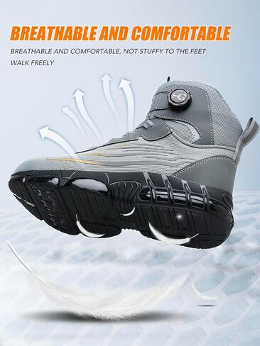 Steel-Toe Work Shoes, Non-Slip Mid-Top Safety Sneakers, Anti-Smashing, Anti-Puncture Protective Footwear, Comfortable Walking Shoes for Men Women in Saudi Arabia