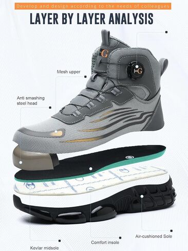 Steel-Toe Work Shoes, Non-Slip Mid-Top Safety Sneakers, Anti-Smashing, Anti-Puncture Protective Footwear, Comfortable Walking Shoes for Men Women in Saudi Arabia