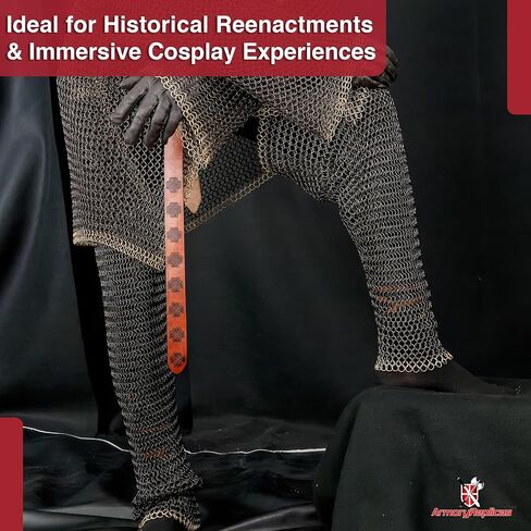 Armory Replicas™ Leg Pair Chainmail Black/Gold - Mild Steel Armor, 10/16 Ring Size, Decorative Leg Protection in Saudi Arabia