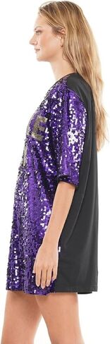 2 Chique Boutique Women's Game Day Sequin T Shirt Dress Purple and Gold equins على جانب واحد in Saudi Arabia