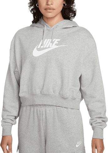 هودي Nike Sportswear Club Fleece للسيدات مقاس كبير الحجم - مقاس X-Small دقيق الشوفان هيذر/أبيض in Saudi Arabia
