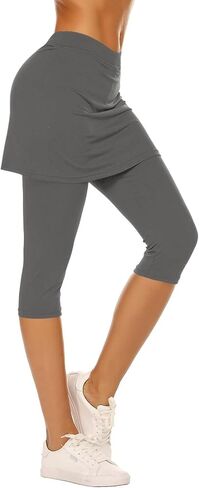 Skirted Leggings for Women Tennis Golf Skorts Capris Gym Yoga Athletic Skirt with Leggings Running Pickleball Clothing in Saudi Arabia