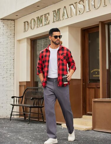 COOFANDY Mens Casual Pants Cotton Classic Fit Stretch Chino Pant Khaki Wrinkle Free Dress Slacks in Saudi Arabia