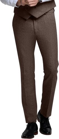 Men's Tweed Herringbone Pant Dress Pants for Men Hidden Expandable Waist Suit Trousers Slacks in Kuwait