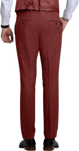 Men's Tweed Herringbone Pant Dress Pants for Men Hidden Expandable Waist Suit Trousers Slacks in Kuwait
