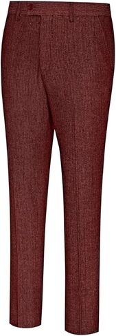 Men's Tweed Herringbone Pant Dress Pants for Men Hidden Expandable Waist Suit Trousers Slacks in Kuwait
