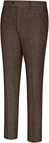Men's Tweed Herringbone Pant Dress Pants for Men Hidden Expandable Waist Suit Trousers Slacks in Kuwait