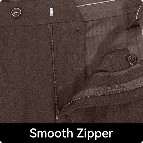 Men's Tweed Herringbone Pant Dress Pants for Men Hidden Expandable Waist Suit Trousers Slacks in Kuwait