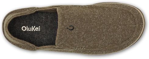 OLUKAI Moloa Hulu Men's Wool-Blend Slippers, Soft & Heathered Knit Slip On Shoes, Suede Leather Foxing, Drop-In Heel Design in Kuwait