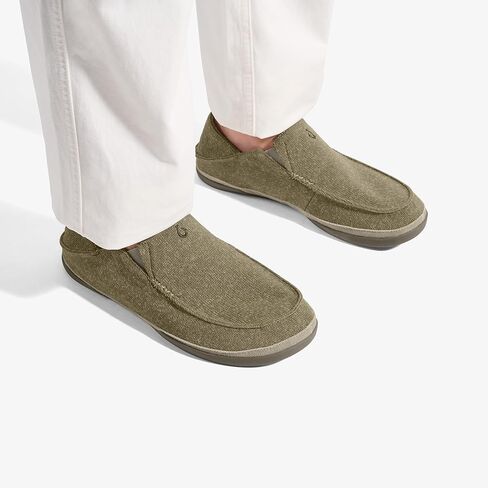 OLUKAI Moloa Hulu Men's Wool-Blend Slippers, Soft & Heathered Knit Slip On Shoes, Suede Leather Foxing, Drop-In Heel Design in Kuwait