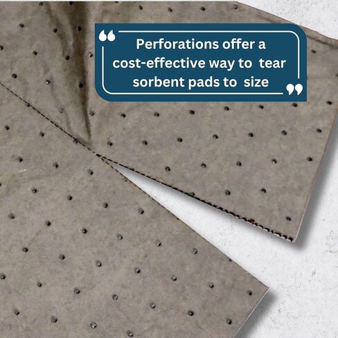 Professional Grade Universal Sorbent Pads 15" x 18" Dimpled Perforated 100 Pads for Automotive, Garage, Industrial Spills (Gray) in Saudi Arabia