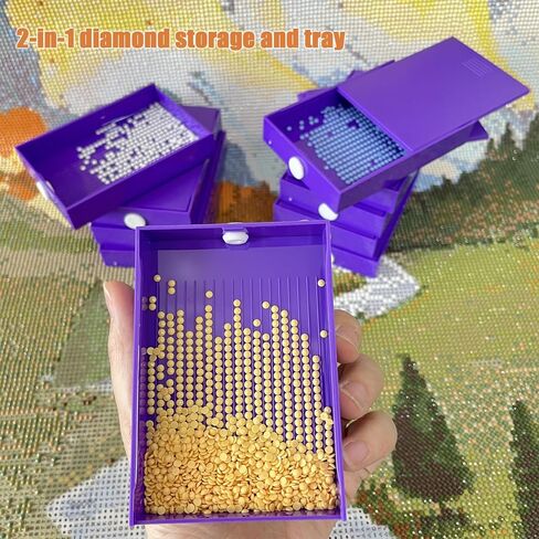 Diamond Painting Trays with Lids, Diamond Art Painting Tools and Accessories Kits for Adults, 4 Pack ABS Diamond Art Painting Bead Sorting Trays with Covers in Saudi Arabia