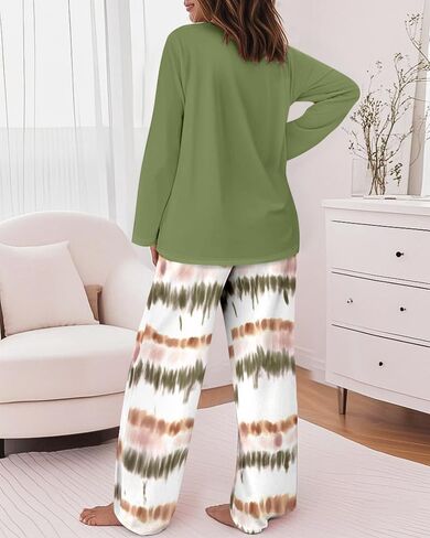 CHICME Womens Pajamas Sets 2 Piece Long Sleeve Lounge Set 2025 Loose Pants Pj Sets Loungewear with Pockets in Saudi Arabia