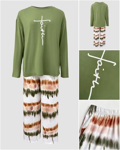 CHICME Womens Pajamas Sets 2 Piece Long Sleeve Lounge Set 2025 Loose Pants Pj Sets Loungewear with Pockets in Saudi Arabia