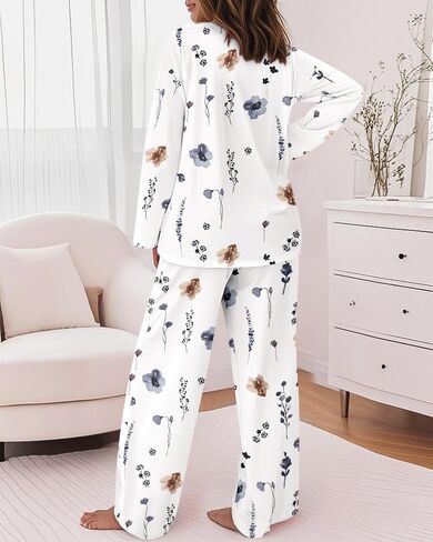 CHICME Womens Pajamas Sets 2 Piece Long Sleeve Lounge Set 2025 Loose Pants Pj Sets Loungewear with Pockets in Saudi Arabia