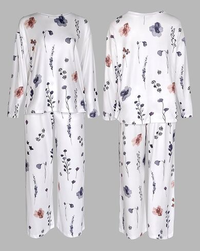 CHICME Womens Pajamas Sets 2 Piece Long Sleeve Lounge Set 2025 Loose Pants Pj Sets Loungewear with Pockets in Saudi Arabia