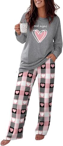 CHICME Womens Pajamas Sets 2 Piece Long Sleeve Lounge Set 2025 Loose Pants Pj Sets Loungewear with Pockets in Saudi Arabia