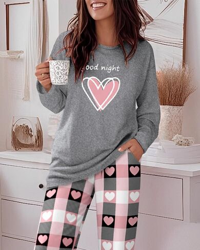 CHICME Womens Pajamas Sets 2 Piece Long Sleeve Lounge Set 2025 Loose Pants Pj Sets Loungewear with Pockets in Saudi Arabia
