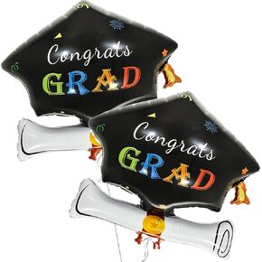 بالونات التخرج السعيدة من كاتش أون، مقاس كبير 55.88 سم، عبوة من 6 قطع | بالونات التخرج سكور 4d فويل، ديكورات حفلات التخرج 2024 | بالونات التخرج 2024، ديكورات التخرج دفعة 2024 in Kuwait