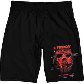 Friday The 13th Red Splatter Jason Mask Men's Black Sleep Pajama Shorts in Saudi Arabia