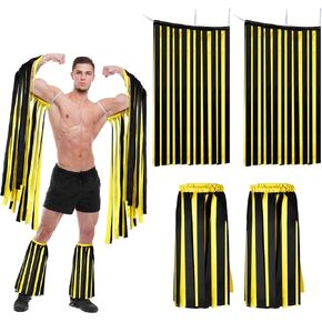 4 Pcs Halloween Costume Kit Wrestler Costume Leg Warmers Arm Sleeves for Wrestler Dress up Halloween Cosplay Party Decoration in Kuwait